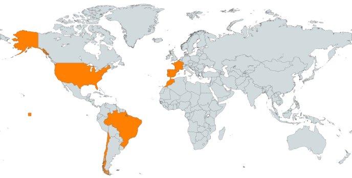 Mapa com presença global da empresa